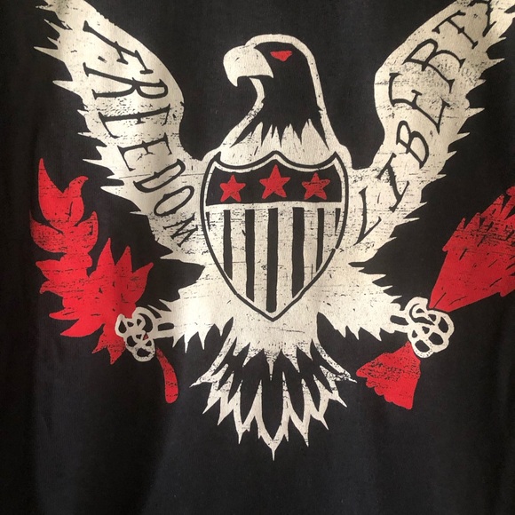 MELMARC Mens Black T-Shirt Size Large Graphics FREEDOM LIBERTY Cotton New - Picture 1 of 7